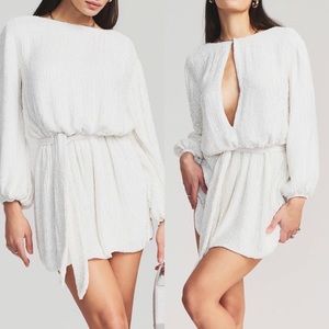 RETROFÊTE Grace Velvet-Trimmed Sequined Chiffon Mini Dress